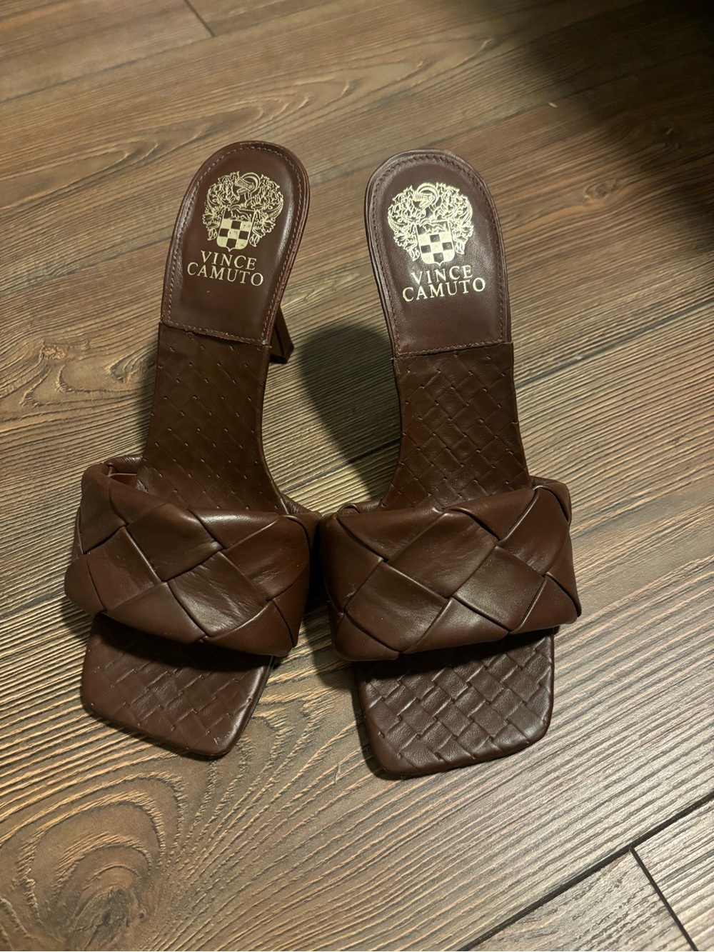 Vince Camuto Brown woven mules